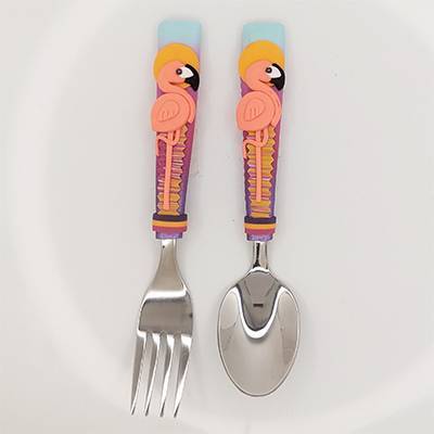 Duo Fourchette Cuillre Flamant Rose